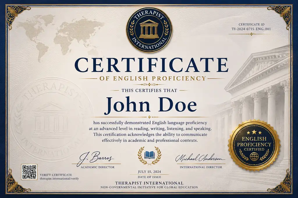 Certificado internacional de competencia del curso de psicoanálisis